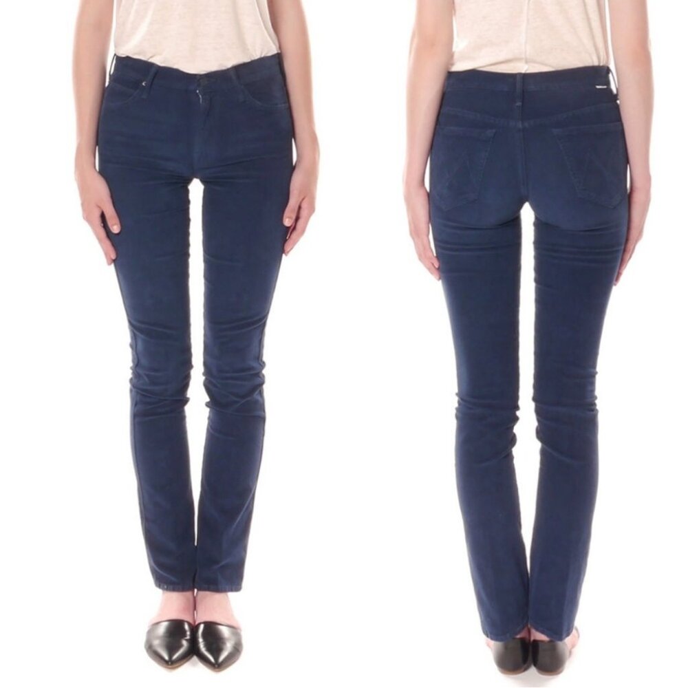 MOTHER Straight Leg Pants in Navy Blue